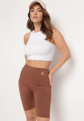 Brązowe Szorty Kolarki Sportowe z Wysokim Stanem Mlenia. Brązowe spodenki sportowe damskie Born2be, l. Za 29.99 zł.