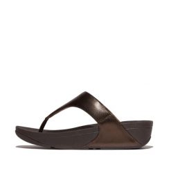 Sandały damskie z skórzanym noskiem FitFlop Lulu. Brązowe sandały damskie FIT FLOP, bez wzorów, ze skóry, bez obcasa. Za 452.50 zł.