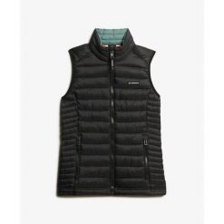 Damska kurtka bez rękawów Superdry Fuji Lite. Czarne kurtki damskie Superdry., s, bez wzorów, z materiału, bez kaptura. Za 391.40 zł.
