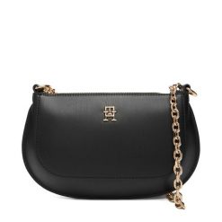 Torebka Tommy Hilfiger. Czarne listonoszki damskie Tommy Hilfiger, bez wzorów, bez dodatków. Za 529.99 zł.