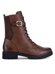 Remonte Trzewiki D8664-25 Brązowy. Brązowe botki damskie Remonte, ze skóry, bez obcasa, na płaskiej podeszwie, bez zapięcia. Za 379.99 zł.