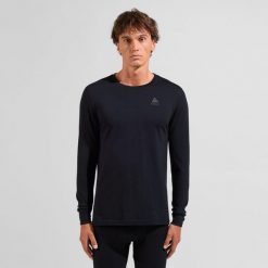 Koszulka termoaktywna z długim rękawem męska Odlo MERINO 200. Czarne bielizna termoaktywna męska Odlo, m, bez wzorów. Za 459.99 zł.