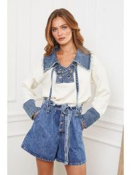 Joséfine Sweter "Calvi" w kolorze kremowo-niebieskim rozmiar: M. Brązowe swetry klasyczne damskie Joséfine, m, bez kołnierzyka. Za 239.86 zł.