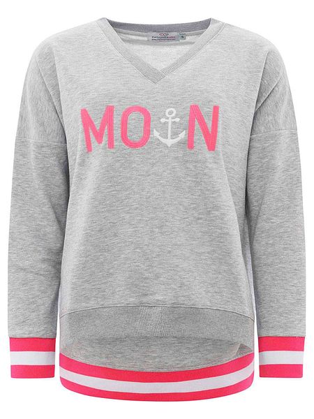 Zwillingsherz Bluza "MoinZH" w kolorze szaro-różowym rozmiar: S. Szare bluzy bez kaptura damskie Zwillingsherz, s. Za 131.43 zł.