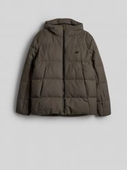 4F Kurtka zimowa membrana 5000 męska - khaki S. Brązowe kurtki męskie 4f, na zimę, m, bez wzorów, klasyczne, bez kaptura. Za 499.99 zł.