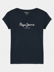 Pepe Jeans T-Shirt Hana Glitter PG503064 Granatowy Slim Fit. Niebieskie koszulki dziewczęce Pepe Jeans, z bawełny. Za 59.99 zł.