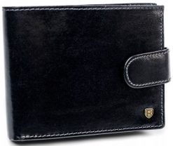 Portfel męski skórzany N61L-RVT BLACK. Czarne portfele męskie ROVICKY, bez wzorów. Za 77.99 zł.