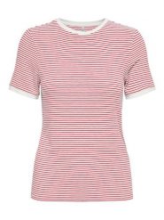 ONLY Koszulka w kolorze biało-czerwonym rozmiar: L. Białe bluzki damskie Only, l, bez wzorów, bez kołnierzyka, bez ramiączek. Za 60.99 zł.