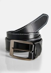 Czarny pasek męski z jasnoszarym przeszyciem REGO 2. Szare paski męskie Volcano, z aplikacjami, z jeansu, eleganckie. Za 79.99 zł.