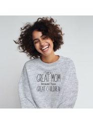 WOOOP Bluza "I am a great Mom because I have great children" w kolorze szarym rozmiar: L. Szare bluzy bez kaptura damskie Wooop, l, z bawełny. Za 105.38 zł.