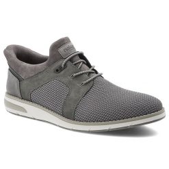 Szare Półbuty Rieker Eleganckie Obuwie Męskie. Szare buty wizytowe męskie Rieker, z materiału, bez zapięcia. Za 389.00 zł.