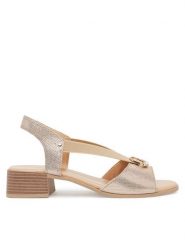 Go Soft Sandały RST-6088-05 Złoty. Żółte sandały damskie GO SOFT, bez wzorów, z nubiku, bez obcasa, na słupku. Za 169.99 zł.