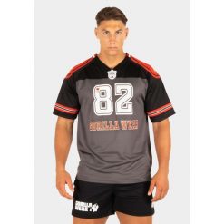 Tyler Koszulka piłkarska - Czarny/Czerwony. Czerwone t-shirty sportowe męskie GORILLA WEAR, bez ramiączek, na fitness i siłownię. Za 204.00 zł.