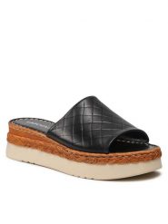 Lasocki Klapki U420 Czarny. Czarne klapki damskie Lasocki, bez wzorów, ze skóry, bez obcasa. Za 89.99 zł.