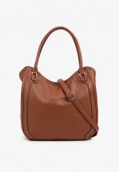 Brązowa Torebka o Fasonie Shopper Haladria. Brązowe shopper bag damskie Renee, bez wzorów, z jeansu, bez dodatków. Za 79.99 zł.