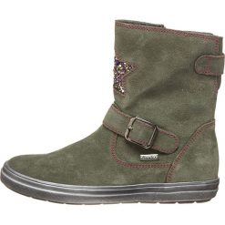 Skórzane botki w kolorze khaki. Brązowe botki dziewczęce Richter, z aplikacjami, ze skóry, bez ramiączek. W wyprzedaży za 195.95 zł.