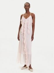 Vero Moda Sukienka wieczorowa Camille 10336405 Różowy Regular Fit. Czerwone sukienki damskie Vero Moda, xs, bez wzorów, z syntetyku, wizytowe, bez kołnierzyka, bez ramiączek. Za 259.99 zł.
