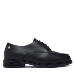 Oxfordy Tommy Hilfiger. Czarne półbuty damskie Tommy Hilfiger, bez wzorów, bez obcasa. Za 649.99 zł.