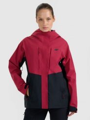 4F Kurtka trekkingowa membrana 10000 damska - czerwona L. Czerwone kurtki damskie 4f, na zimę, l, bez wzorów, z materiału, bez kaptura. Za 399.99 zł.