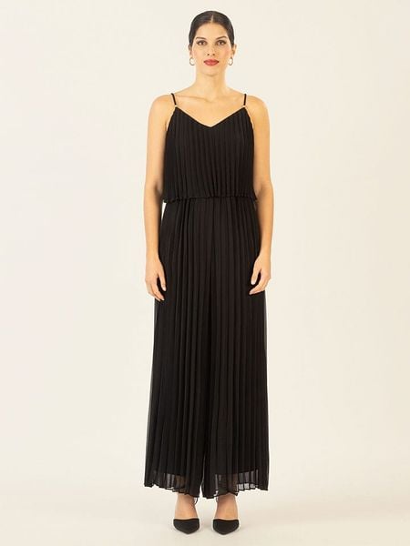 APART Kombinezon w kolorze czarnym rozmiar: 46. Czarne kombinezony damskie Apart, bez wzorów, bez kołnierzyka, bez ramiączek. Za 240.43 zł.