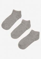 Szare 3-Pack Skarpety Bawełniane Salliona. Szare skarpetki damskie Born2be, bez wzorów, z bawełny. Za 4.99 zł.