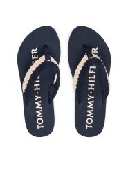 Tommy Hilfiger Japonki Crochet Summer FW0FW09417 Granatowy. Niebieskie klapki damskie Tommy Hilfiger, bez wzorów, z materiału, bez obcasa. Za 169.99 zł.