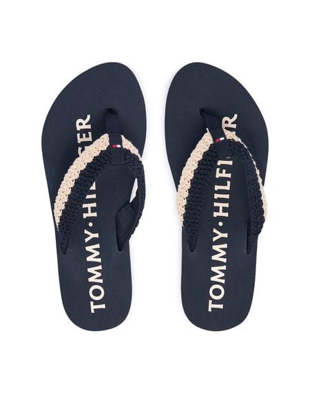 Tommy Hilfiger Japonki Crochet Summer FW0FW09417 Granatowy. Niebieskie klapki damskie Tommy Hilfiger, bez wzorów, z materiału, bez obcasa. Za 169.99 zł.