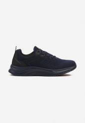 Granatowe Buty Sportowe z Siateczki na Grubej Podeszwie Sznurowane Fiomira. Niebieskie buty sportowe na co dzień męskie Born2be, z jeansu, bez zapięcia. Za 109.99 zł.