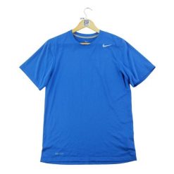 Męska koszulka Dri-Fit z krótkim rękawem. Niebieskie t-shirty sportowe męskie Nike, l, z tkaniny, bez ramiączek, na fitness i siłownię, dri-fit (nike). Za 51.08 zł.