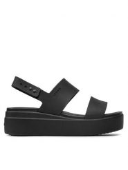 Crocs Sandały Brooklyn Low Wedge W 206453 Czarny. Czarne sandały damskie Crocs, bez wzorów, z tworzywa sztucznego, bez obcasa, na koturnie. Za 239.99 zł.