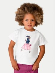 Mayoral T-Shirt 3011 Biały Regular Fit. Białe koszulki dziewczęce Mayoral, bez wzorów, z bawełny, bez ramiączek. Za 89.99 zł.