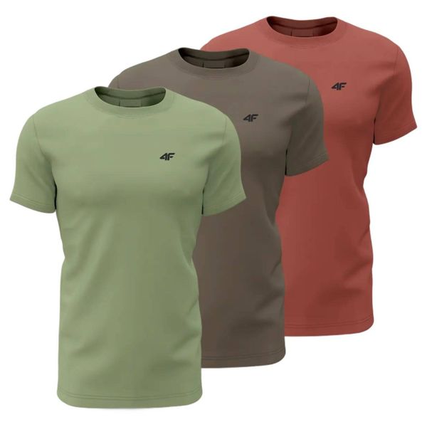T-shirt męski (ZESTAW KOSZULEK 3 SZT.) 4F 4FWSS26TTSHM4480. T-shirty męskie 4f, m, bez wzorów, z bawełny, bez kołnierzyka. Za 109.99 zł.
