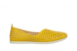 Baleriny Bayla-161 158 23203 Tetris 161481, Żółty, Skóra naturalna - 37. Żółte baleriny damskie Bayla, w ażurowe wzory, z materiału, bez obcasa. W wyprzedaży za 152.10 zł.