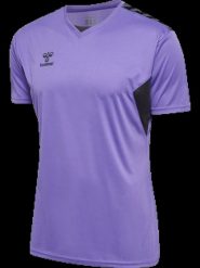 Hummel T‑shirt hmlAUTHENTIC PL JERSEY S/S z poliestru – DAHLIA PURPLE/ASPHALT. Fioletowe t-shirty męskie HUMMEL, m, bez wzorów, z jersey, bez kołnierzyka. Za 124.47 zł.