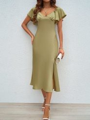 Tazga Sukienka w kolorze oliwkowym rozmiar: 40. Zielone sukienki damskie Tazga, bez wzorów, bez kołnierzyka, bez ramiączek, midi. Za 182.72 zł.