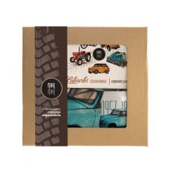 Trabant — paczka (Zawartość paczki: koszulka, torba, kubek, słodycze; Rozmiar koszulki / bluzy: L (damska); Kolor koszulki / bluzy: czarny; Rodzaj nad. Czarne t-shirty damskie nikiniki, l, bez wzorów, z bawełny, bez kołnierzyka. Za 179.00 zł.