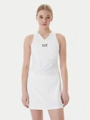 EA7 Emporio Armani Sukienka tenisowa 7W000317 AF14524 U0002 Biały Regular Fit. Białe sukienki damskie EA7 Emporio Armani, l, bez wzorów, z syntetyku, sportowe, bez kołnierzyka, bez ramiączek, sportowe. Za 499.99 zł.