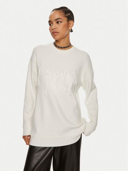 Patrizia Pepe Sweter 8K0238 K207-W146 Biały Regular Fit. Białe swetry klasyczne damskie Patrizia Pepe, z wiskozy, bez kołnierzyka. Za 659.99 zł.