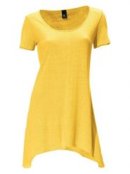 Heine Jedwabna koszulka w kolorze żółtym rozmiar: 46. Żółte bluzki damskie Heine, bez wzorów, z jedwabiu, z asymetrycznym kołnierzem, bez ramiączek. Za 69.45 zł.