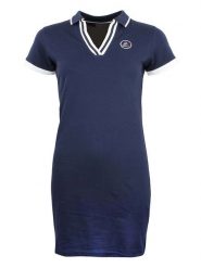 Peak Mountain Sukienka polo w kolorze granatowym rozmiar: S. Niebieskie sukienki damskie Peak Mountain, na co dzień, s, bez wzorów, bez kołnierzyka, bez ramiączek, mini, proste. Za 100.99 zł.