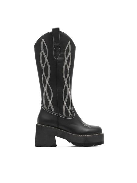 Jenny Fairy Kowbojki WS22235-03 Czarny. Czarne kozaki damskie Jenny Fairy, z syntetyku, bez obcasa, na słupku. Za 279.99 zł.