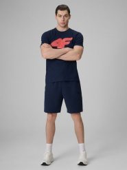 4F Spodenki dresowe męskie - granatowe 3XL. Niebieskie szorty męskie 4f, z dresówki, bez kołnierzyka. Za 149.99 zł.