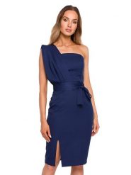 Made of emotion Sukienka w kolorze granatowym rozmiar: XL. Niebieskie sukienki damskie Made Of Emotion, xl, bez wzorów, bez kołnierzyka, bez ramiączek, midi. Za 232.95 zł.