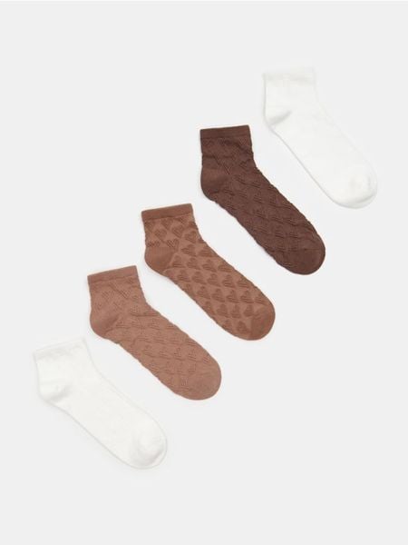 Ażurowe skarpetki z bawełną 5 pack - wielobarwny. Skarpetki damskie Sinsay, w ażurowe wzory, z bawełny. Za 15.99 zł.