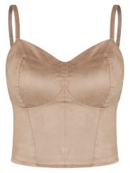 Guess Top W6RH03 WJ472 Beżowy Slim Fit. Brązowe topy sportowe damskie Guess, m, z aplikacjami, z syntetyku, bez ramiączek. Za 299.99 zł.