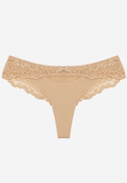 Beżowe Majtki Stringi Ozdobione Koronką Phisoris. Brązowe stringi damskie Renee, l, bez wzorów, z koronki. Za 12.99 zł.