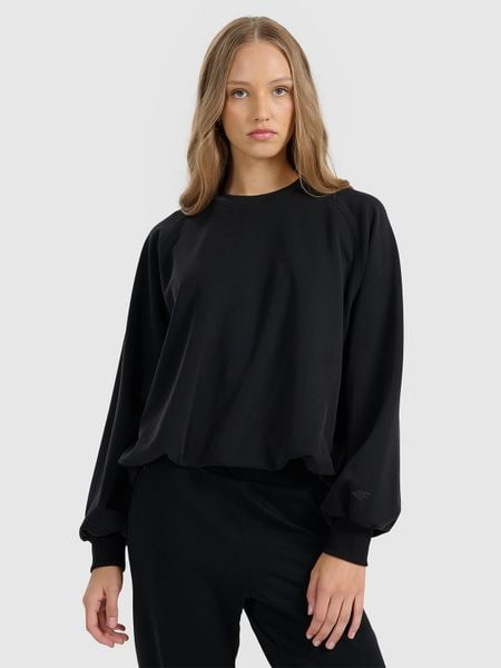 4F Bluza dresowa nierozpinana z modalem damska - czarna M. Czarne bluzy bez kaptura damskie 4f, m, z dresówki. W wyprzedaży za 169.99 zł.