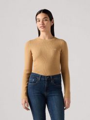 Levi´s Sweter w kolorze beżowym rozmiar: L. Brązowe swetry klasyczne damskie l, bez kołnierzyka. Za 131.74 zł.