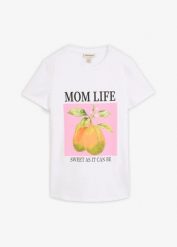T-shirt 2 w 1 na okres ciąży i do karmienia z bawełny organicznej, oversize. Białe t-shirty damskie bonprix, bez wzorów, z bawełny, bez kołnierzyka. Za 37.99 zł.