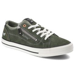 Zielone Sneakersy Mustang Sportowe Obuwie Męskie. Zielone buty sportowe na co dzień męskie Mustang, z materiału, bez zapięcia. Za 279.00 zł.
